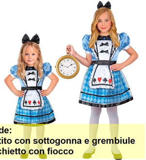 Costume Wonderland Girl Travestimento Carnevale Cosplay Alice Nel Paese Delle Meraviglie - 2209