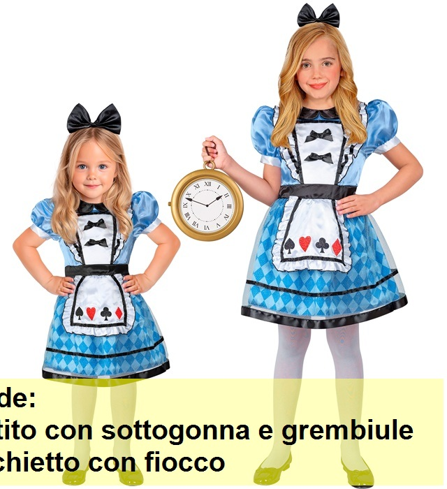 Costume Wonderland Girl Travestimento Carnevale Cosplay Alice Nel Paese Delle Meraviglie - 2209