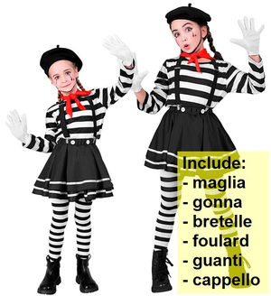 Costume Mimo Bambina Stile Parigino Travestimento Carnevale Cosplay Feste in Maschera - 2240