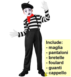 Costume Mimo Bambino Stile Parigino Travestimento Carnevale Cosplay Feste in Maschera - 2241