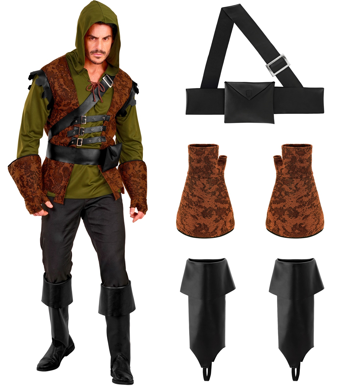 Costume Robin Hood of Sherwood Uomo Travestimento Carnevale Cosplay Feste in Maschera - 2247
