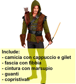 Costume Robin Hood of Sherwood Uomo Travestimento Carnevale Cosplay Feste in Maschera - 2247