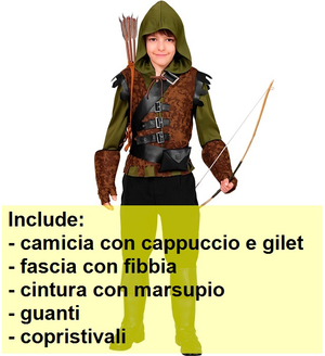 Costume Robin Hood of Sherwood Bambini Travestimento Carnevale Cosplay Feste in Maschera - 2247