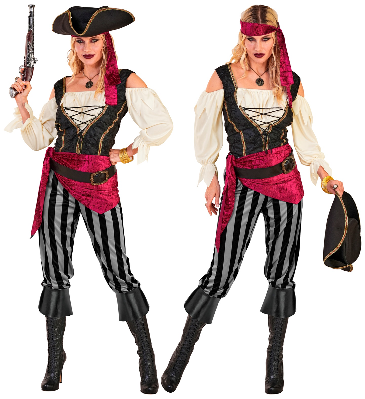 Costume Piratessa Dei Mari Donna Travestimento Carnevale Cosplay Feste in Maschera - 2543