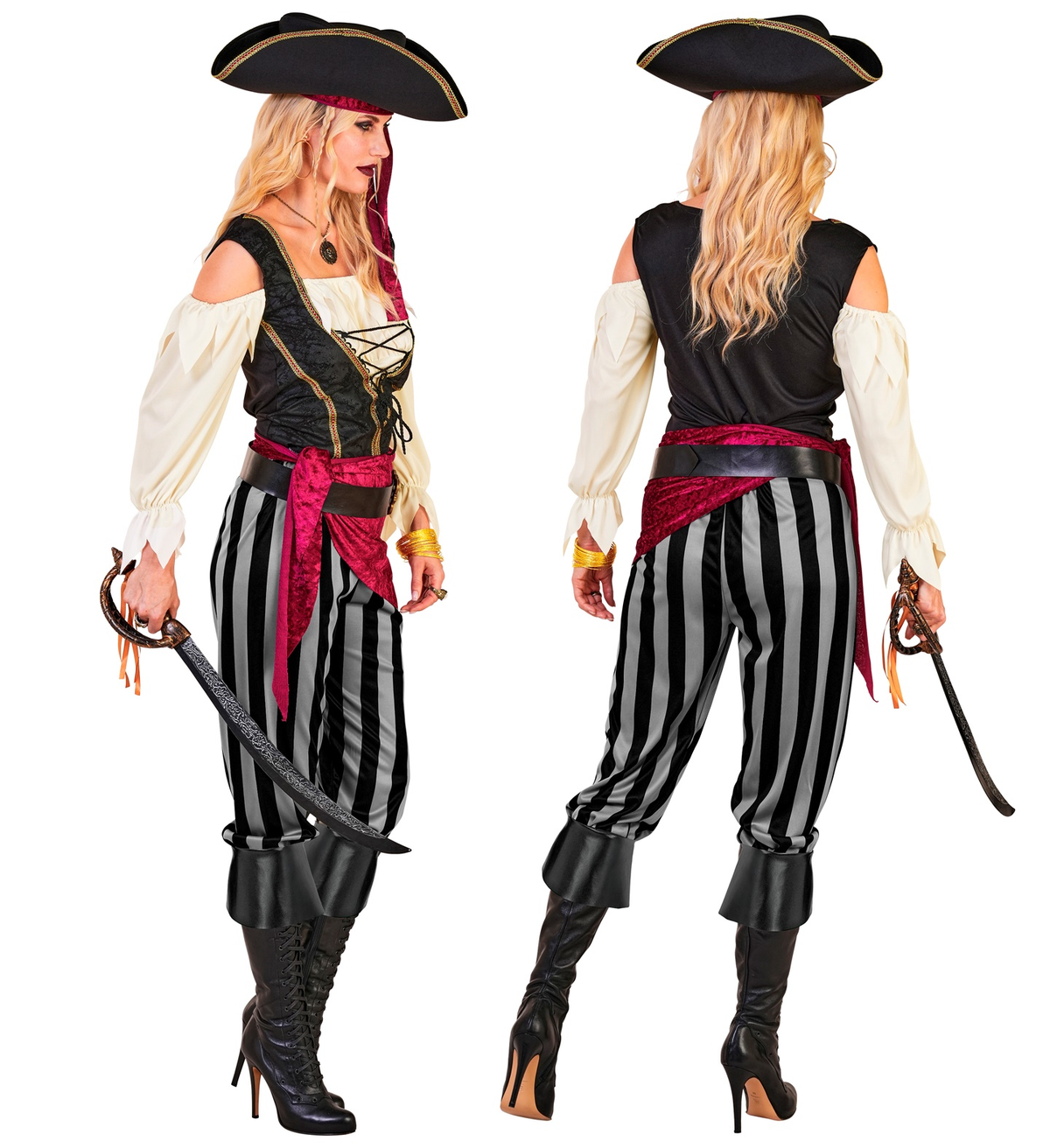 Costume Piratessa Dei Mari Donna Travestimento Carnevale Cosplay Feste in Maschera - 2543