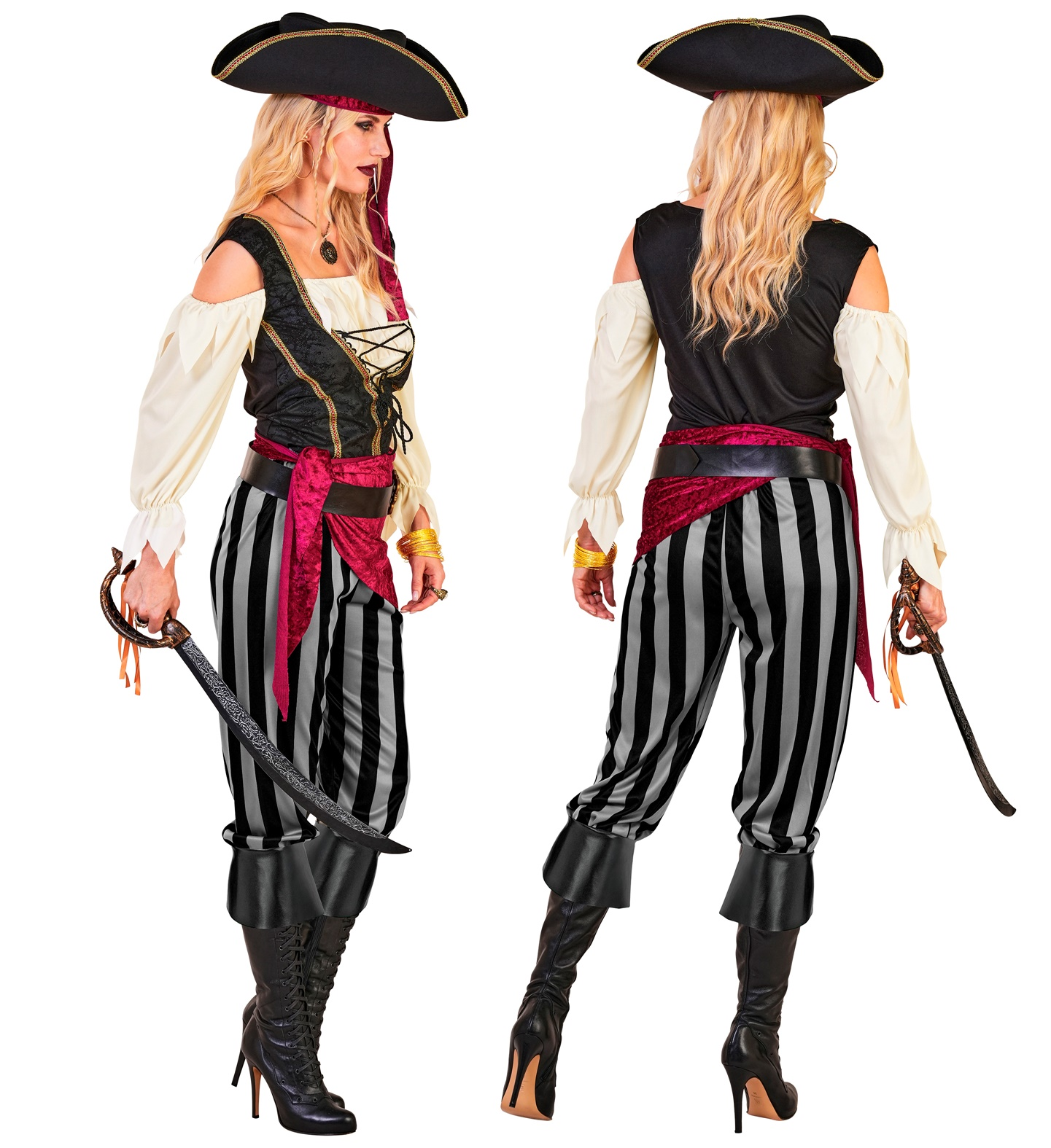 Costume Piratessa Dei Mari Donna Travestimento Carnevale Cosplay Feste in Maschera - 2543