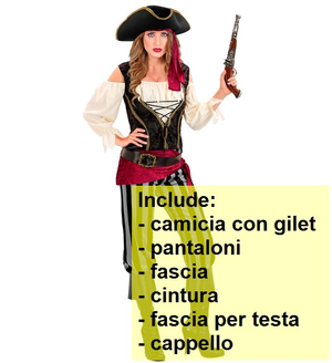 Costume Piratessa Dei Mari Donna Travestimento Carnevale Cosplay Feste in Maschera - 2543