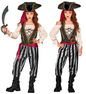 Costume Piratessa Dei Mari Bambina Travestimento Carnevale Cosplay Feste in Maschera - 2543