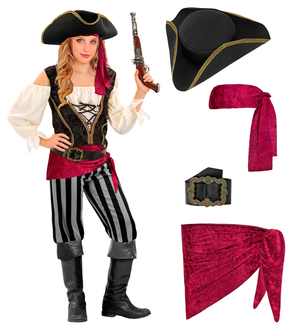 Costume Piratessa Dei Mari Bambina Travestimento Carnevale Cosplay Feste in Maschera - 2543