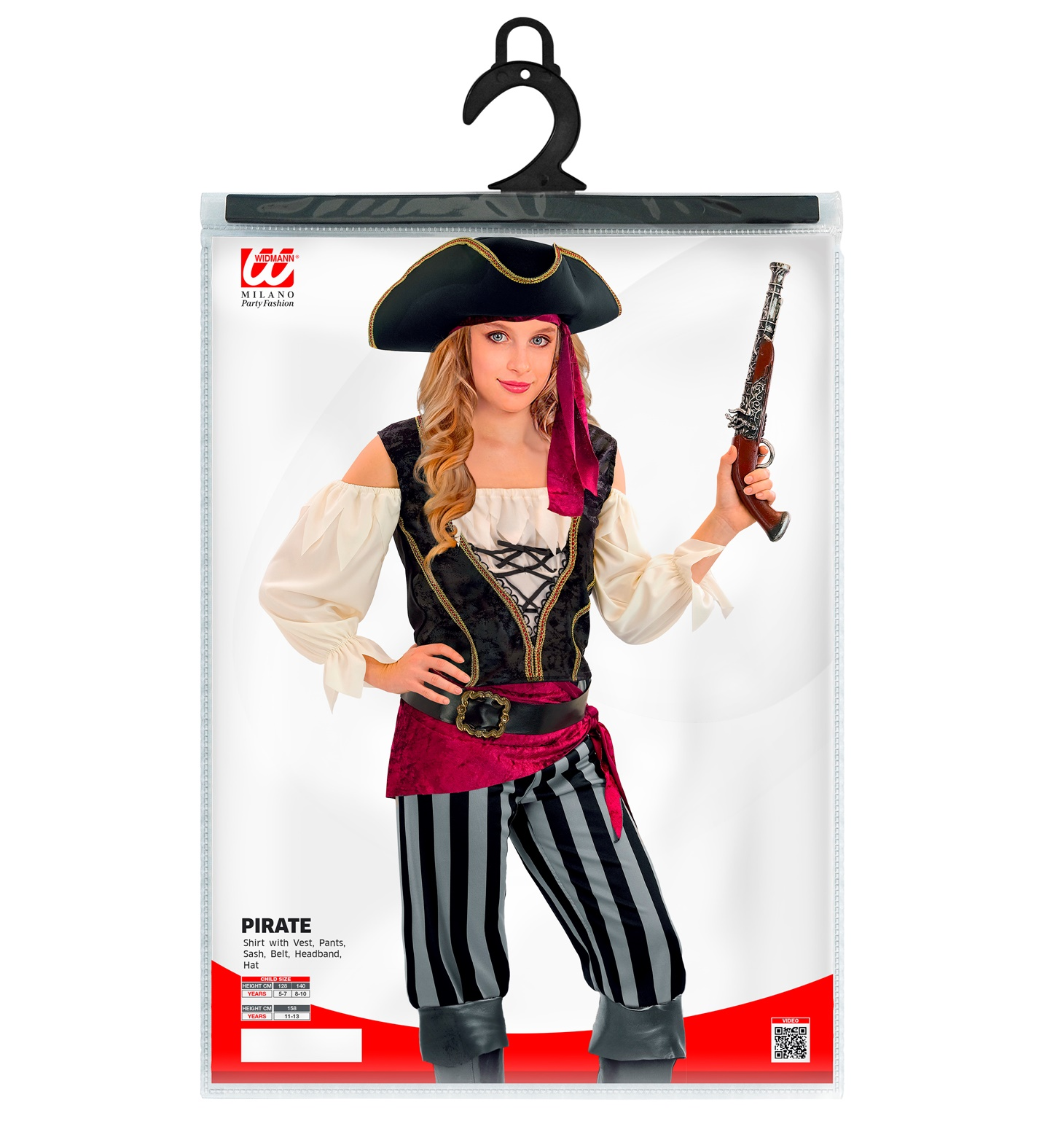 Costume Piratessa Dei Mari Bambina Travestimento Carnevale Cosplay Feste in Maschera - 2543