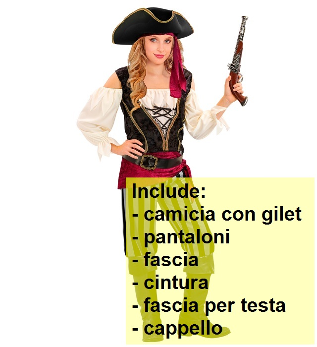 Costume Piratessa Dei Mari Bambina Travestimento Carnevale Cosplay Feste in Maschera - 2543