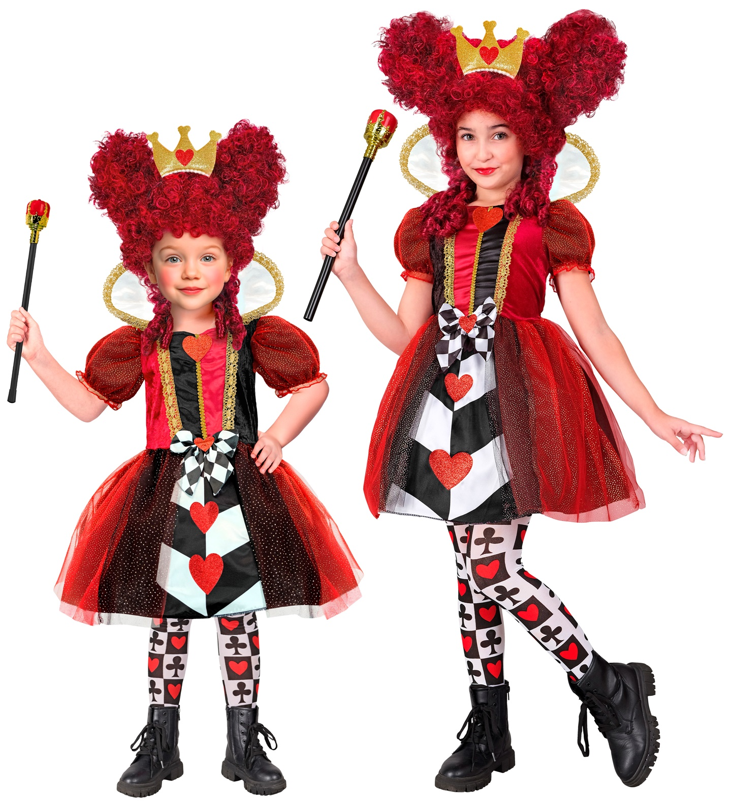 Costume Regina di Cuori Abito e Corona Travestimento Carnevale Feste in Maschera Cosplay- 2601