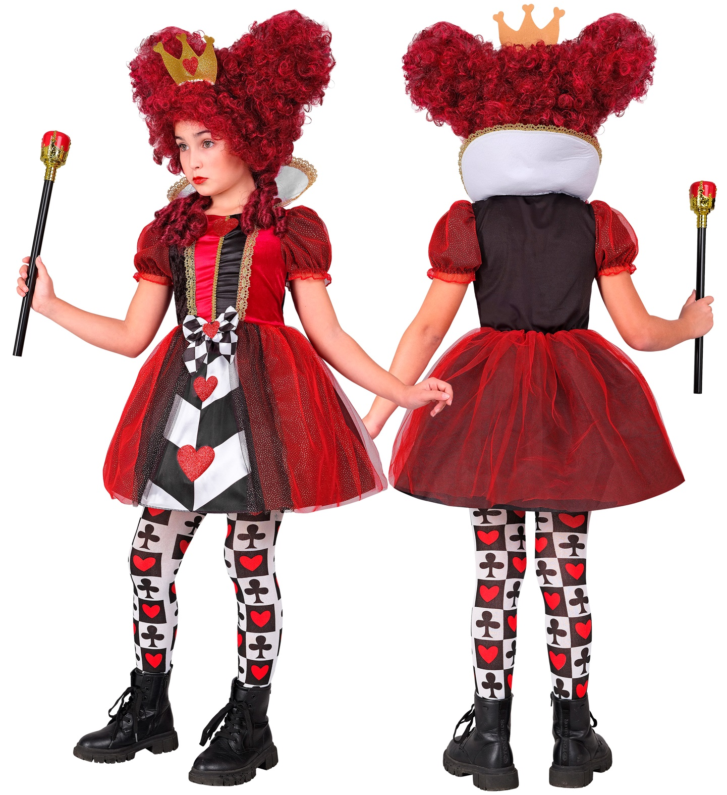 Costume Regina di Cuori Abito e Corona Travestimento Carnevale Feste in Maschera Cosplay- 2601