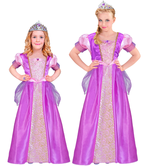 Costume Principessa Abito Lungo e Tiara Travestimento Carnevale Feste in Maschera Cosplay Rapunzel - 9532