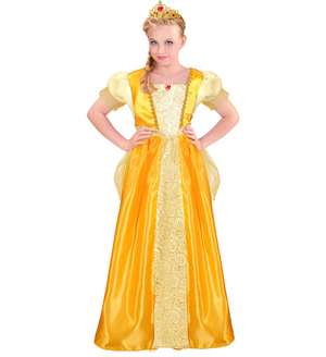 Costume Principessa Abito Lungo e Tiara Travestimento Carnevale Feste in Maschera Cosplay Belle - 9533