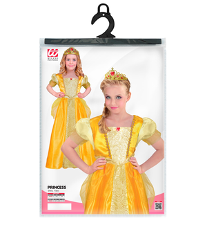 Costume Principessa Abito Lungo e Tiara Travestimento Carnevale Feste in Maschera Cosplay Belle - 9533