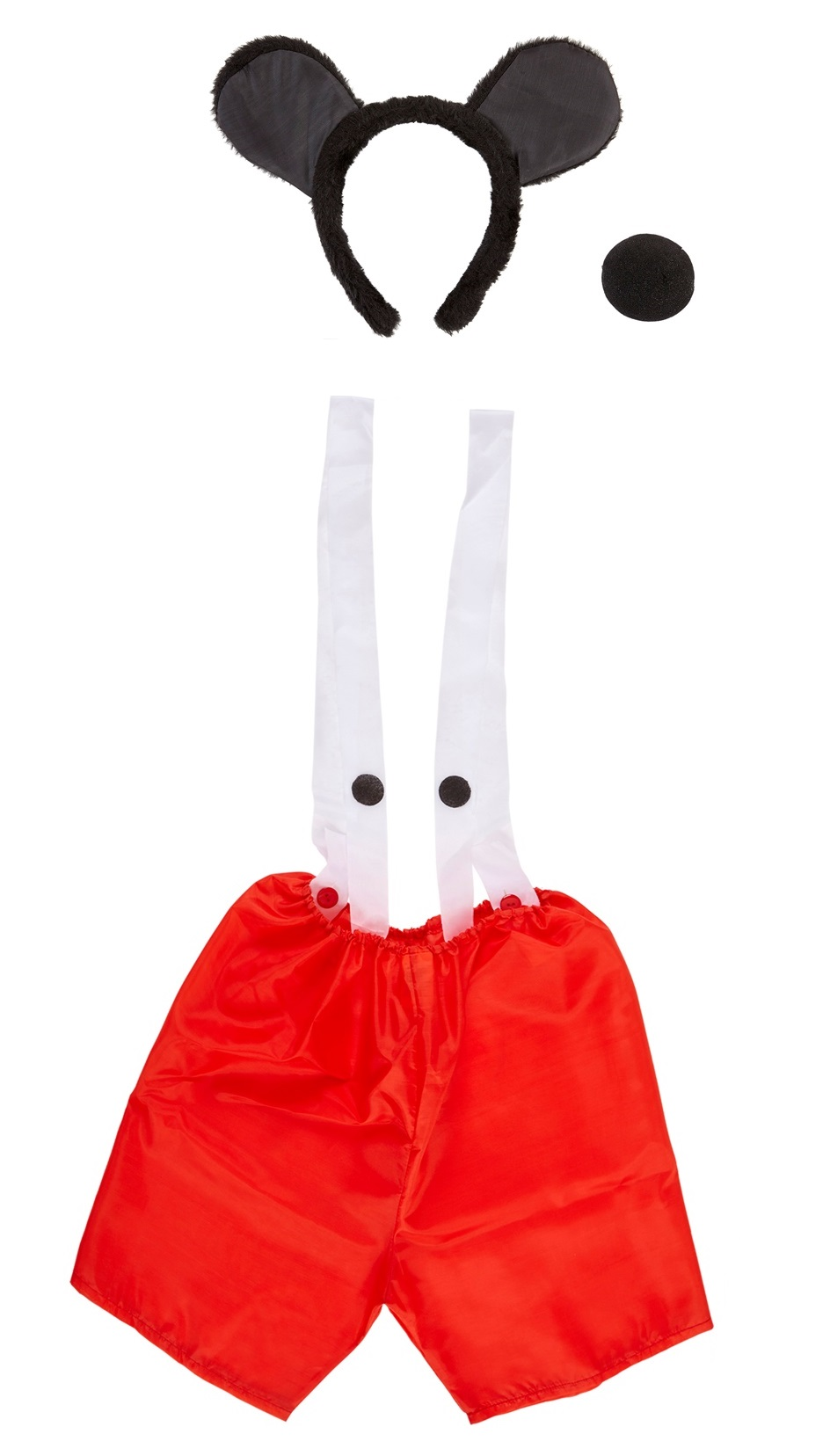 Set Travestimento Topolino Orecchie Naso Bermuda per Uomo Accessori Carnevale Cosplay - 2989t/1