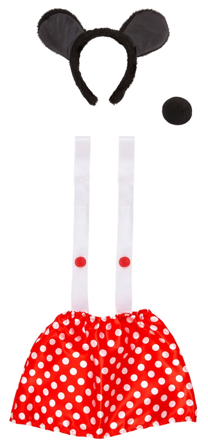 Set Travestimento Minnie Orecchie Naso Gonnellino per Donna Accessori Carnevale Cosplay - 2989t/2