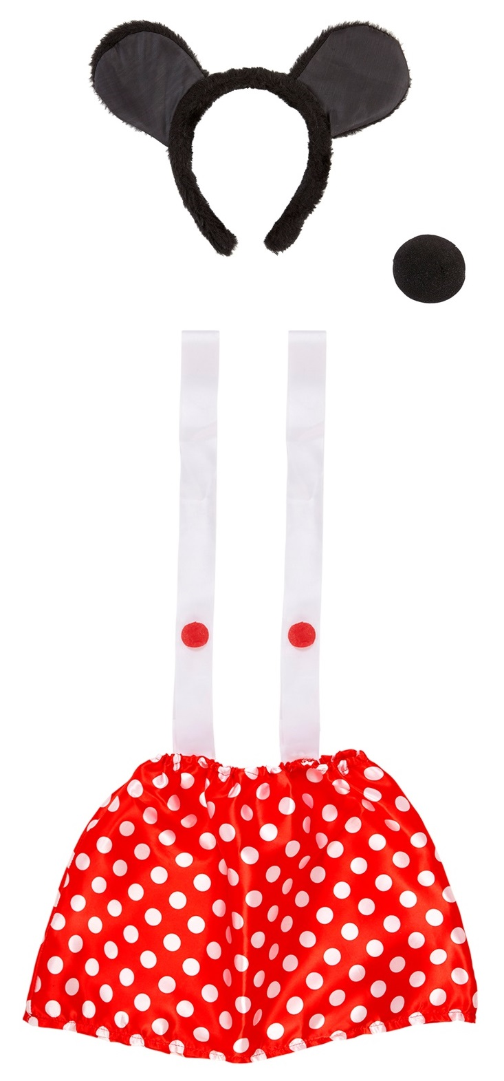 Set Travestimento Minnie Orecchie Naso Gonnellino per Donna Accessori Carnevale Cosplay - 2989t/2