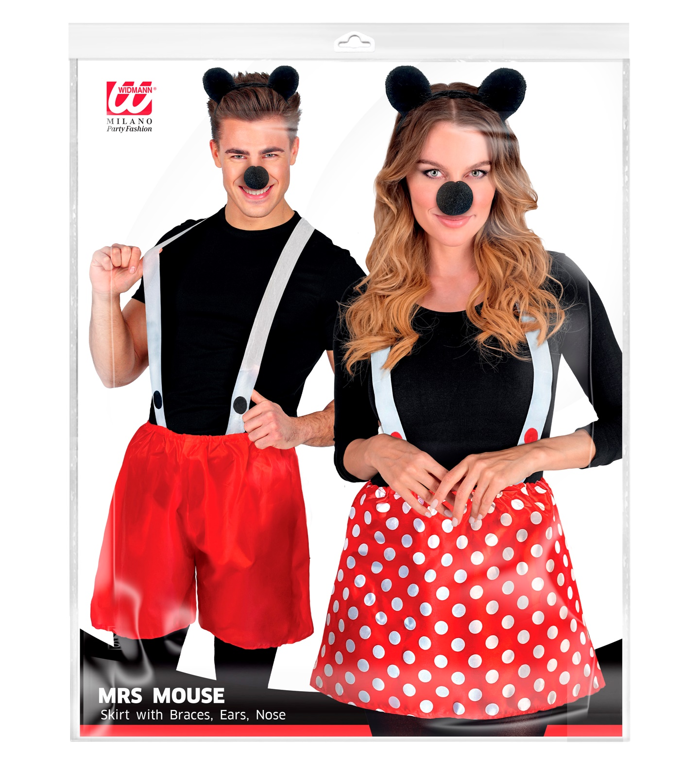 Set Travestimento Minnie Orecchie Naso Gonnellino per Donna Accessori Carnevale Cosplay - 2989t/2