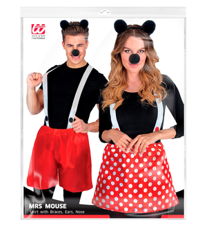 Set Travestimento Minnie Orecchie Naso Gonnellino per Donna Accessori Carnevale Cosplay - 2989t/2