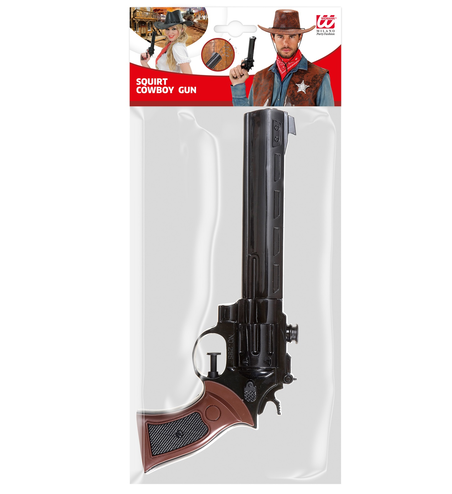 Pistola Giocattolo Cowboy a Spruzzo 30 CM Revolver Western Accessorio Travestimenti Feste a Tema - 3017v
