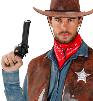 Pistola Giocattolo Cowboy a Spruzzo 30 CM Revolver Western Accessorio Travestimenti Feste a Tema - 3017v