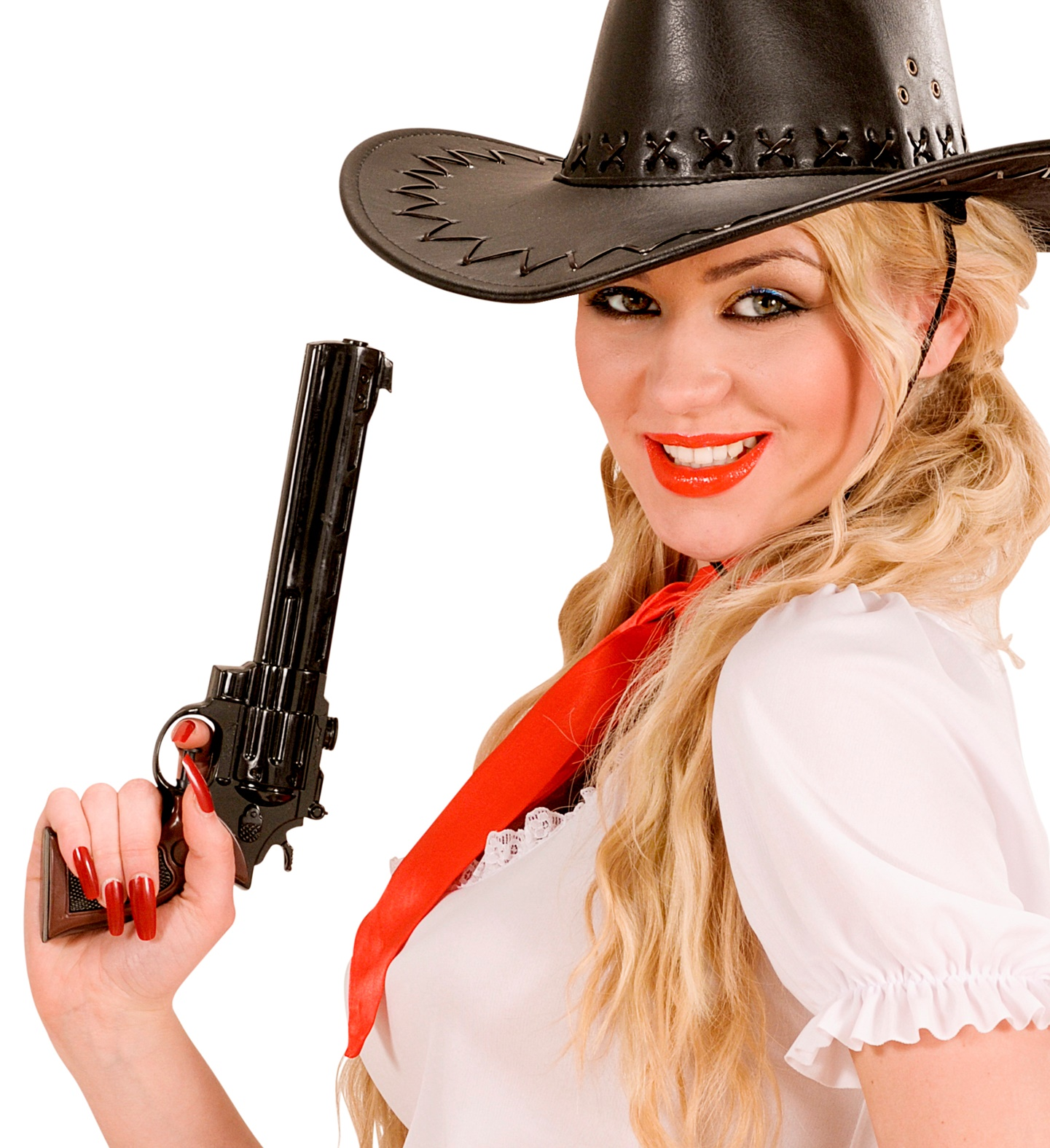 Pistola Giocattolo Cowboy a Spruzzo 30 CM Revolver Western Accessorio Travestimenti Feste a Tema - 3017v