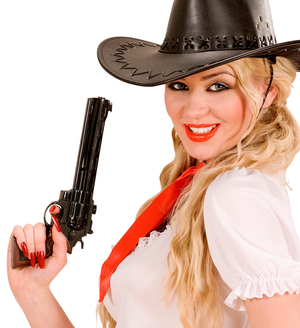 Pistola Giocattolo Cowboy a Spruzzo 30 CM Revolver Western Accessorio Travestimenti Feste a Tema - 3017v