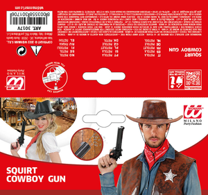 Pistola Giocattolo Cowboy a Spruzzo 30 CM Revolver Western Accessorio Travestimenti Feste a Tema - 3017v