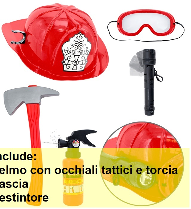 Set Travestimento Pompiere Accessori Travestimento Carnevale per Bambini Feste in Maschera - 42296