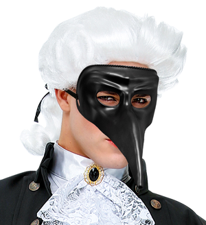Maschera Veneziana Nera con Becco Accessorio Travestimento Carnevale Teatrale - 46873