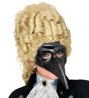 Maschera Veneziana Nera con Becco Accessorio Travestimento Carnevale Teatrale - 46873