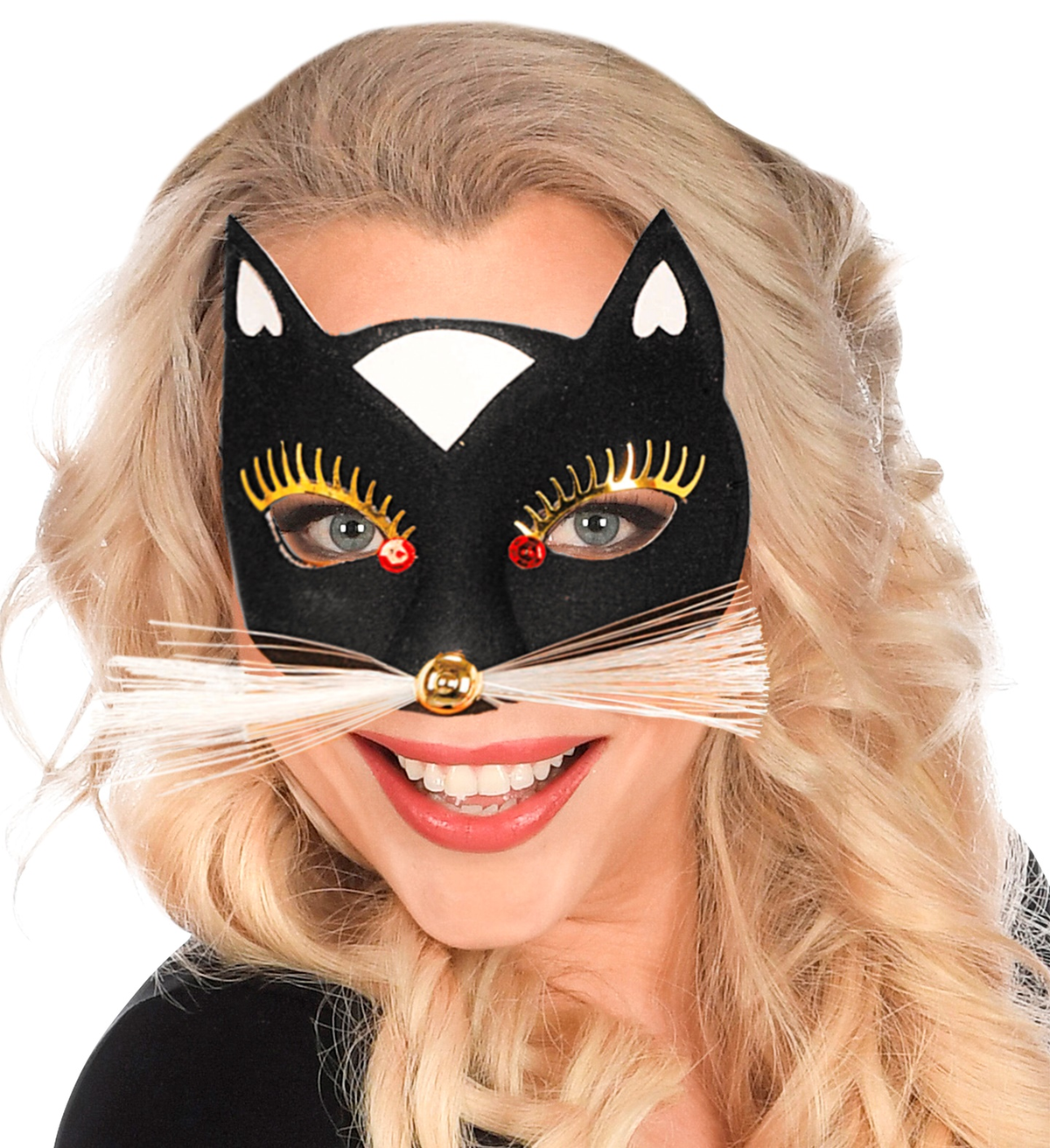 Maschera Domino Gatta Nero Accessorio Travestimento Carnevale Cosplay Feste a Tema - 64641