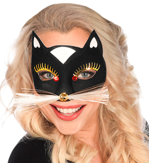 Maschera Domino Gatta Nero Accessorio Travestimento Carnevale Cosplay Feste a Tema - 64641