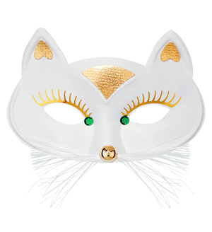 Maschera Domino Gatta Bianco Accessorio Travestimento Carnevale Cosplay Feste a Tema - 64642