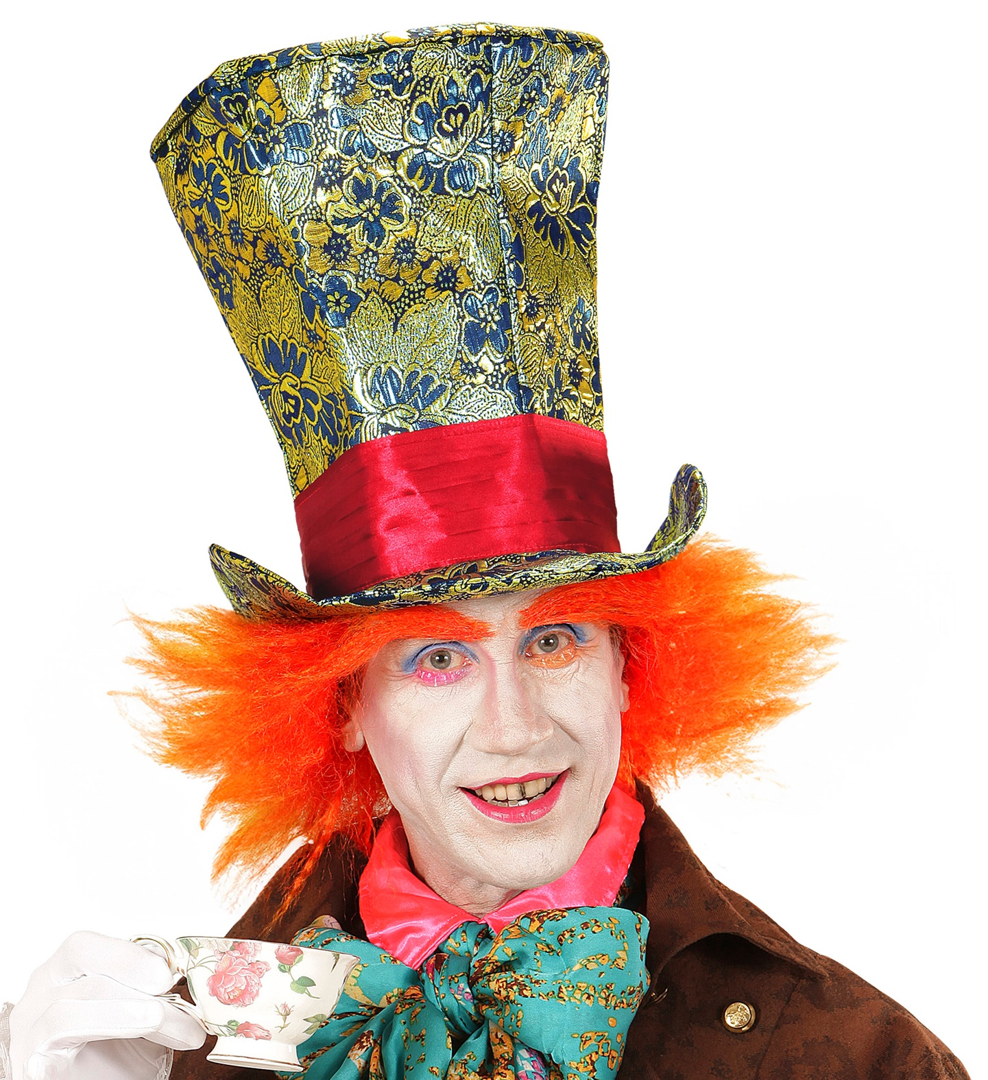 Cilindro con Capelli Cappellaio Matto Accessorio Travestimento Cosplay Carnevale Adulti - 74990