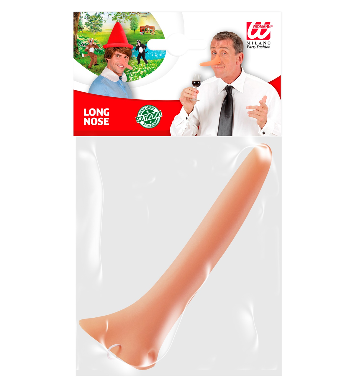 Naso Lungo in PVC Accessorio Travestimento Burattino Comico Carnevale Cosplay - 7899n