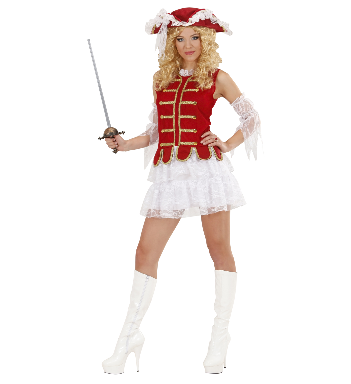 Costume Moschettiere Donna Abito Cappello Travestimento Carnevale Cosplay Feste in Maschera - 8965