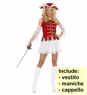 Costume Moschettiere Donna Abito Cappello Travestimento Carnevale Cosplay Feste in Maschera - 8965