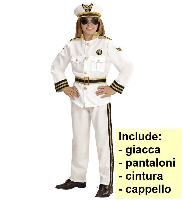Costume Capitano Ufficiale di Marina Travestimento Carnevale Cosplay Feste in Maschera - 9682