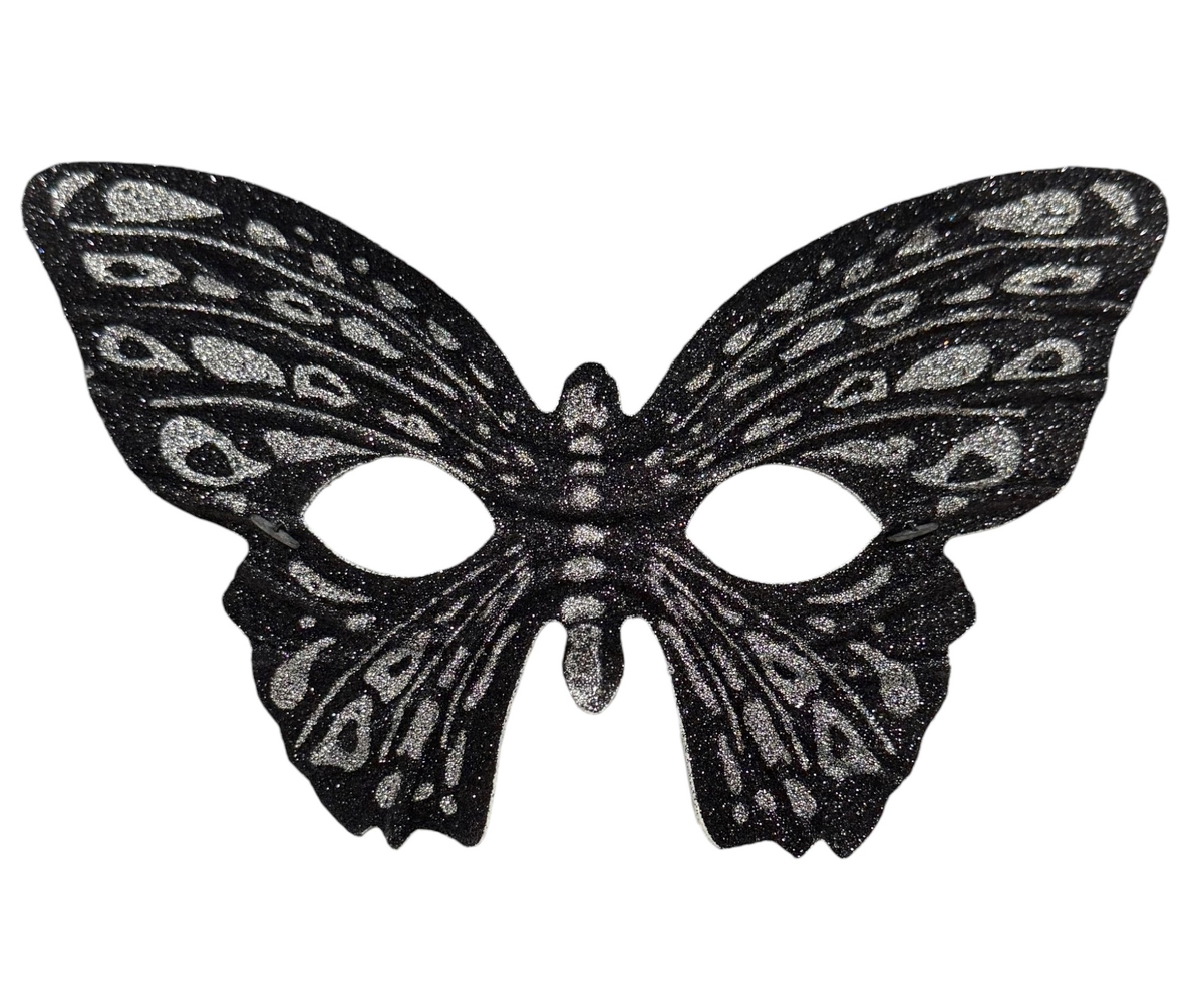 Maschera Domino Farfalla Nera Accessorio Travestimento Carnevale Cosplay Feste a Tema - 6448f/n