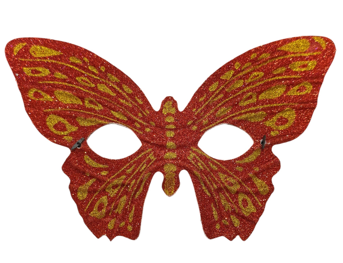 Maschera Domino Farfalla Rossa Accessorio Travestimento Carnevale Cosplay Feste a Tema - 6448f/r