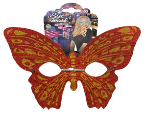 Maschera Domino Farfalla Rossa Accessorio Travestimento Carnevale Cosplay Feste a Tema - 6448f/r