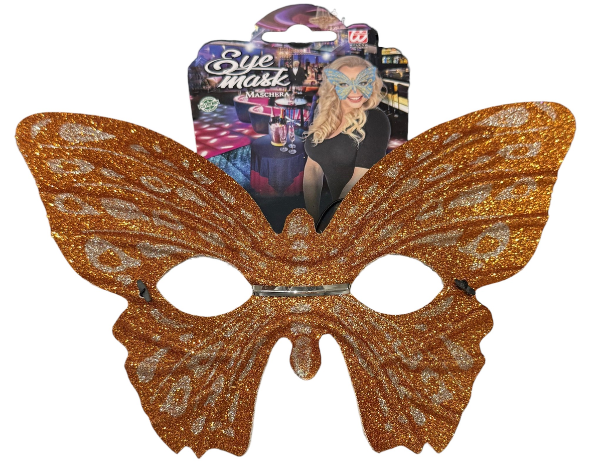 Maschera Domino Farfalla Arancione Accessorio Travestimento Carnevale Cosplay Feste a Tema - 6448f/a
