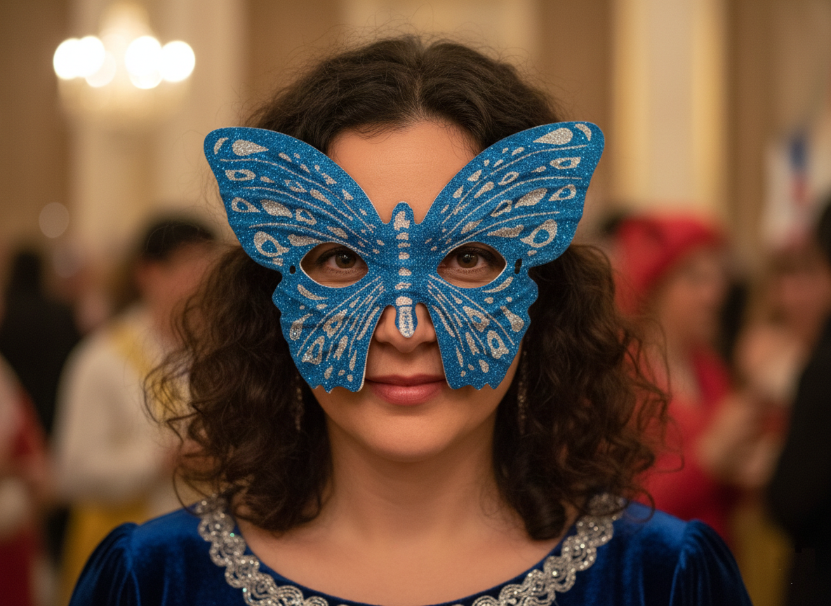 Maschera Domino Farfalla Blu Accessorio Travestimento Carnevale Cosplay Feste a Tema -6448f/b