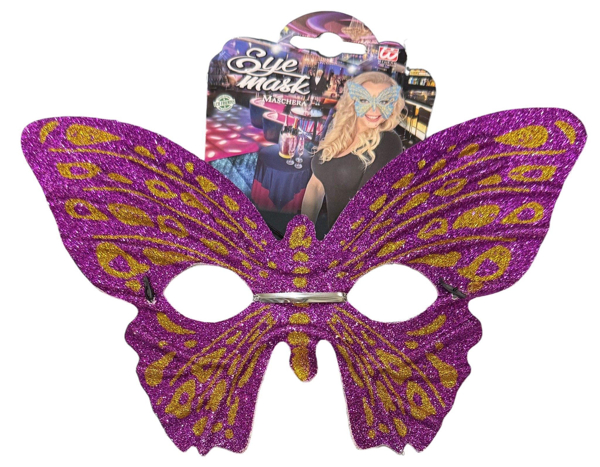 Maschera Domino Farfalla Viola Accessorio Travestimento Carnevale Cosplay Feste a Tema - 6448f/v