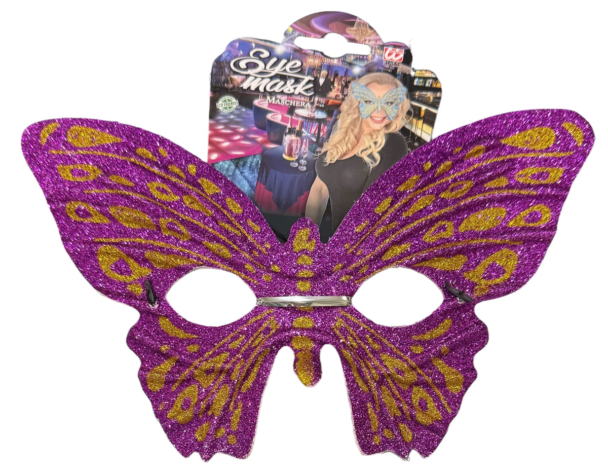 Maschera Domino Farfalla Viola Accessorio Travestimento Carnevale Cosplay Feste a Tema - 6448f/v