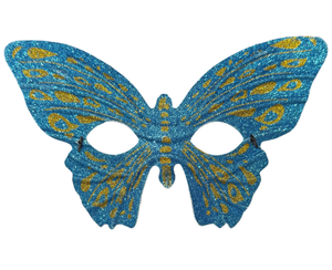 Maschera Domino Farfalla Azzurra Accessorio Travestimento Carnevale Cosplay Feste a Tema - 6448f/az