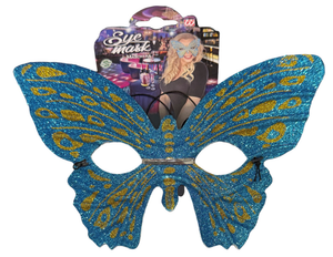 Maschera Domino Farfalla Azzurra Accessorio Travestimento Carnevale Cosplay Feste a Tema - 6448f/az
